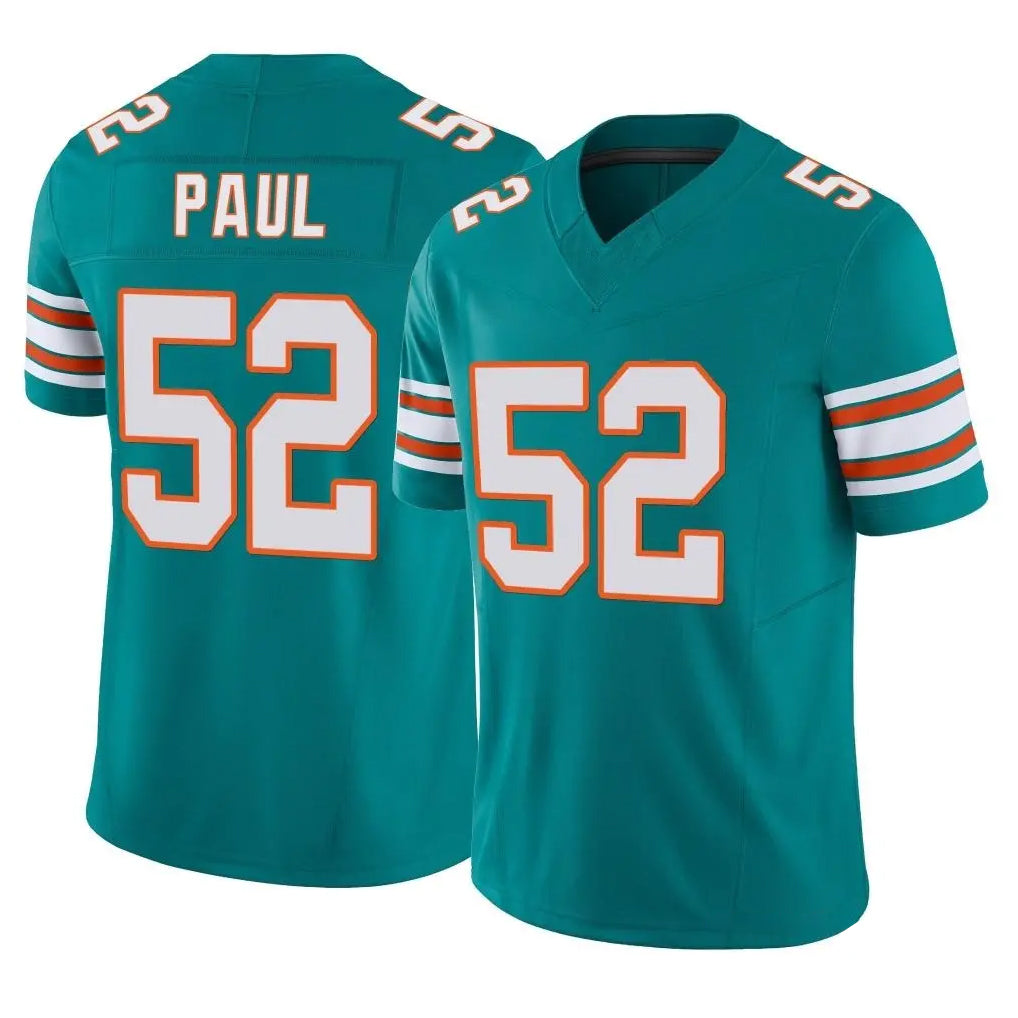 Vanessashop M.Dolphins #52 Patrick Paul Player Aqua Limited Alternate Vapor F.U.S.E. Home Game Stitched Jerseys