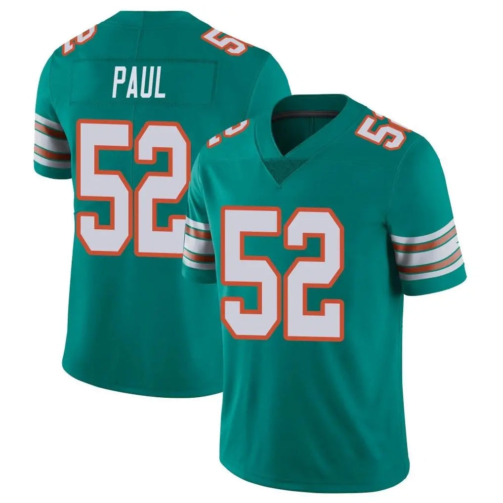 Vanessashop M.Dolphins #52 Patrick Paul Player Aqua Limited Alternate Vapor Untouchable Home Game Stitched Jerseys