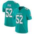 Vanessashop M.Dolphins #52 Patrick Paul Player Aqua Limited Vapor Untouchable Home Game Stitched Jerseys
