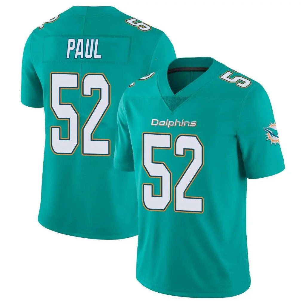 Vanessashop M.Dolphins #52 Patrick Paul Player Aqua Limited Vapor Untouchable Home Game Stitched Jerseys