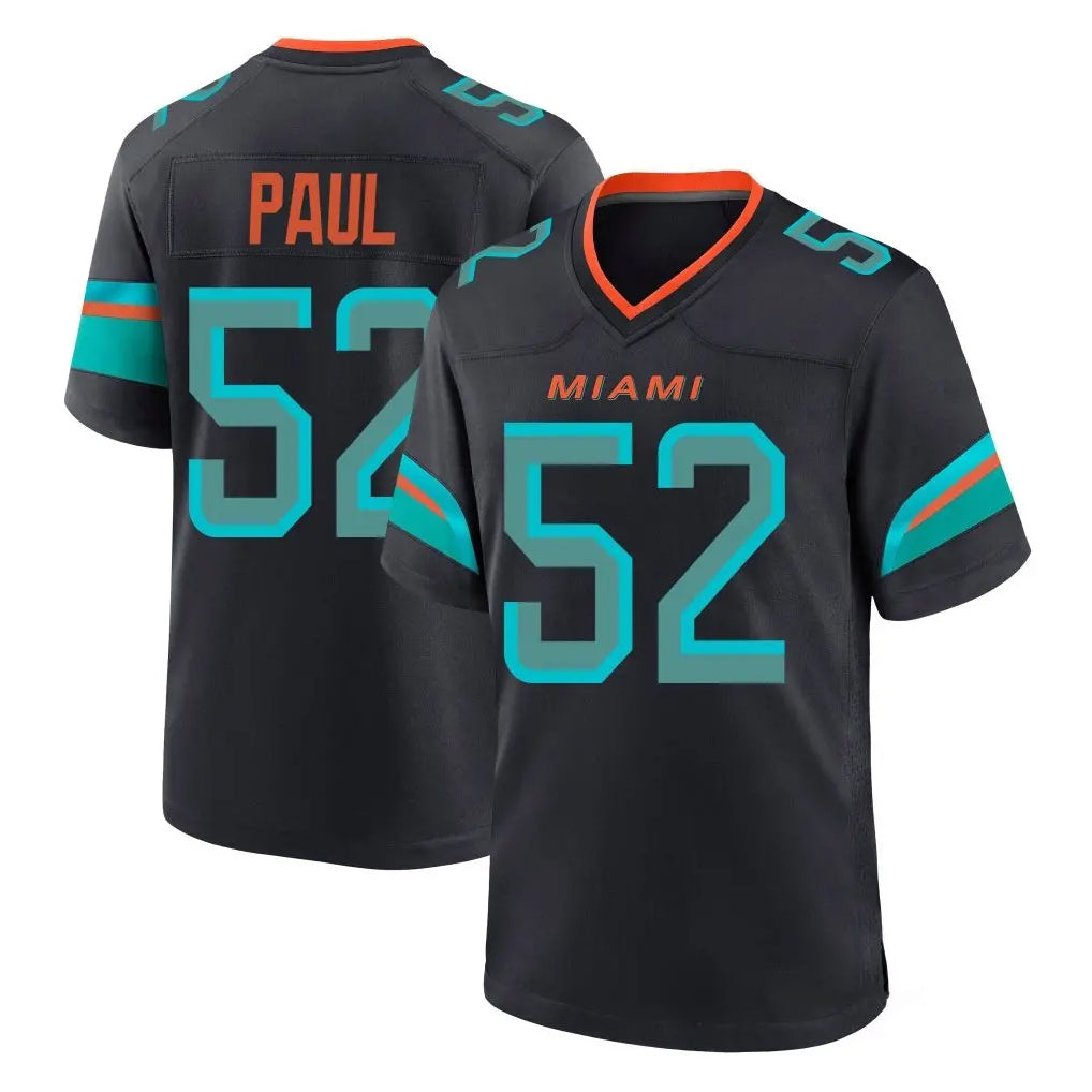 Vanessashop M.Dolphins #52 Patrick Paul Player Black Pitch Rivalries Collection Home Game Stitched Jerseys