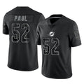 Vanessashop M.Dolphins #52 Patrick Paul Player Black Reflective Limited Game Stitched Jerseys