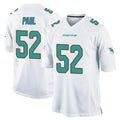Vanessashop M.Dolphins #52 Patrick Paul Player White Home Game Stitched Jerseys