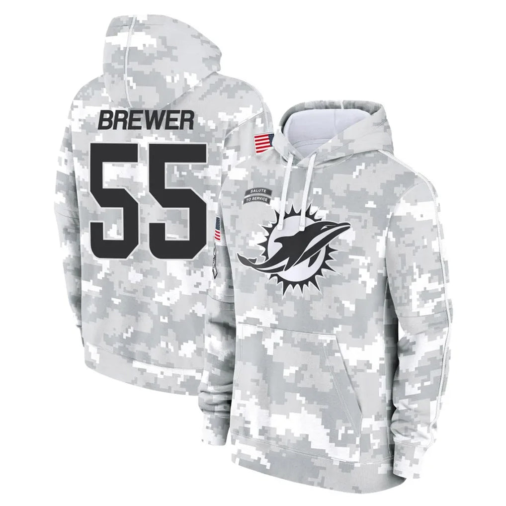 Vanessashop M.Dolphins #55 Aaron Brewer Player Arctic Camo Salute to Service Hoodies Limited Game Stitched Jerseys