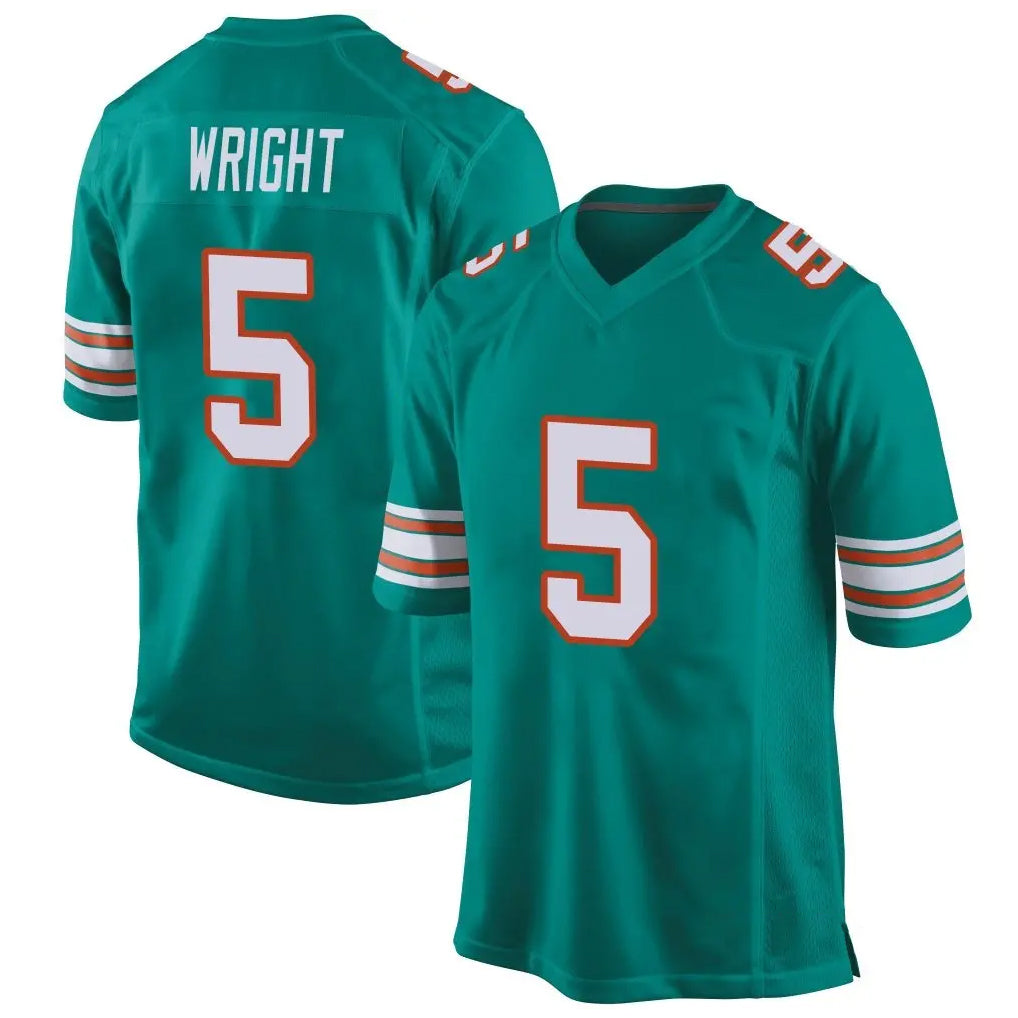 Vanessashop M.Dolphins #5 Jaylen Wright Player Aqua Alternate Home Game Stitched Jerseys