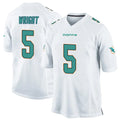 Vanessashop M.Dolphins #5 Jaylen Wright Player White Home Game Stitched Jerseys
