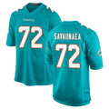 Vanessashop M.Dolphins #72 Jonah Savaiinaea Player Aqua Home Game Stitched Jerseys