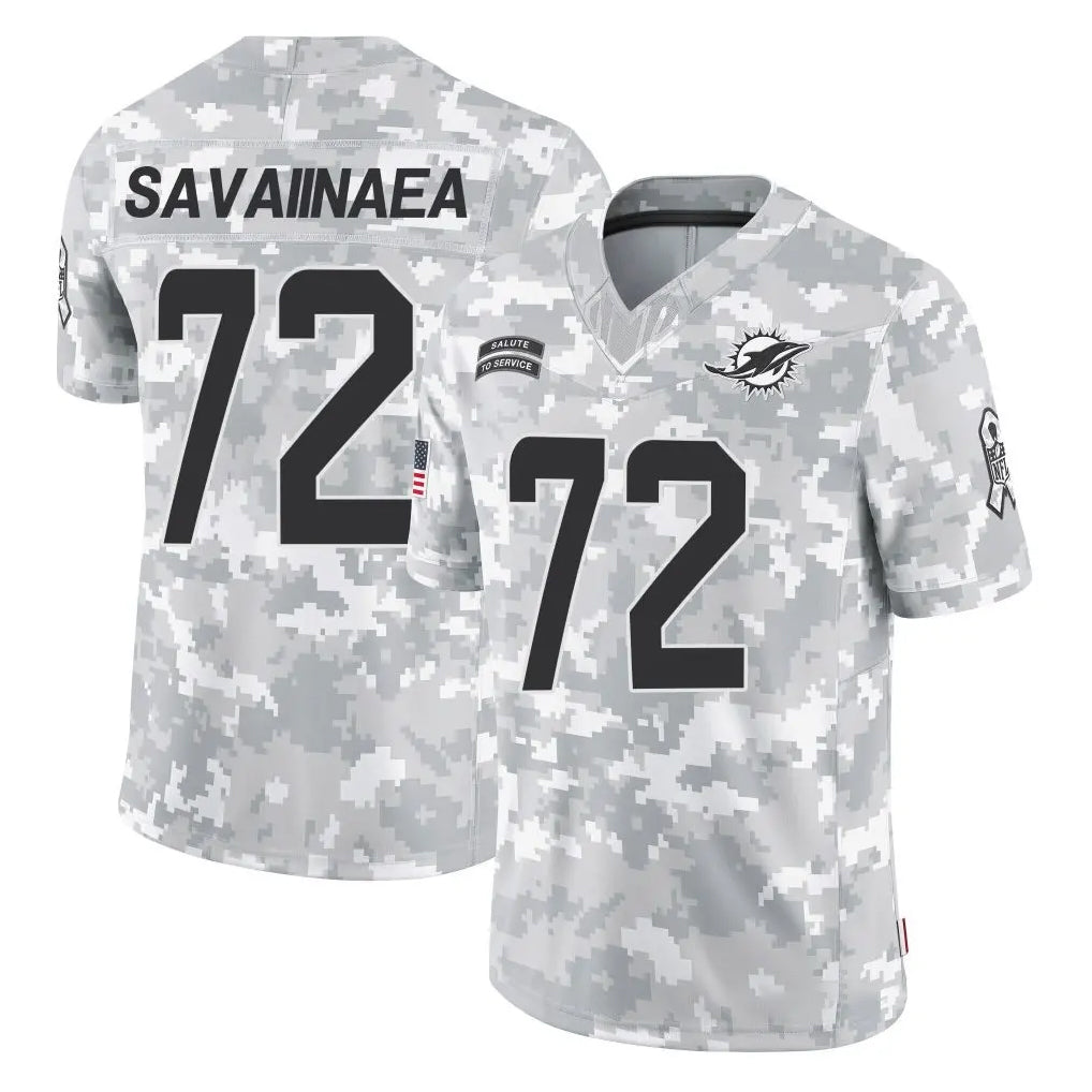 Vanessashop M.Dolphins #72 Jonah Savaiinaea Player Arctic Camo Salute To Service Limited Game Stitched Jerseys