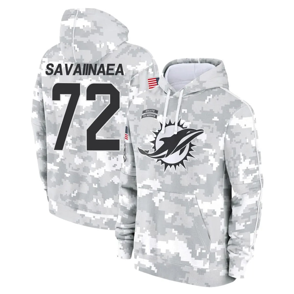 Vanessashop M.Dolphins #72 Jonah Savaiinaea Player Arctic Camo Salute to Service Hoodies Limited Game Stitched Jerseys