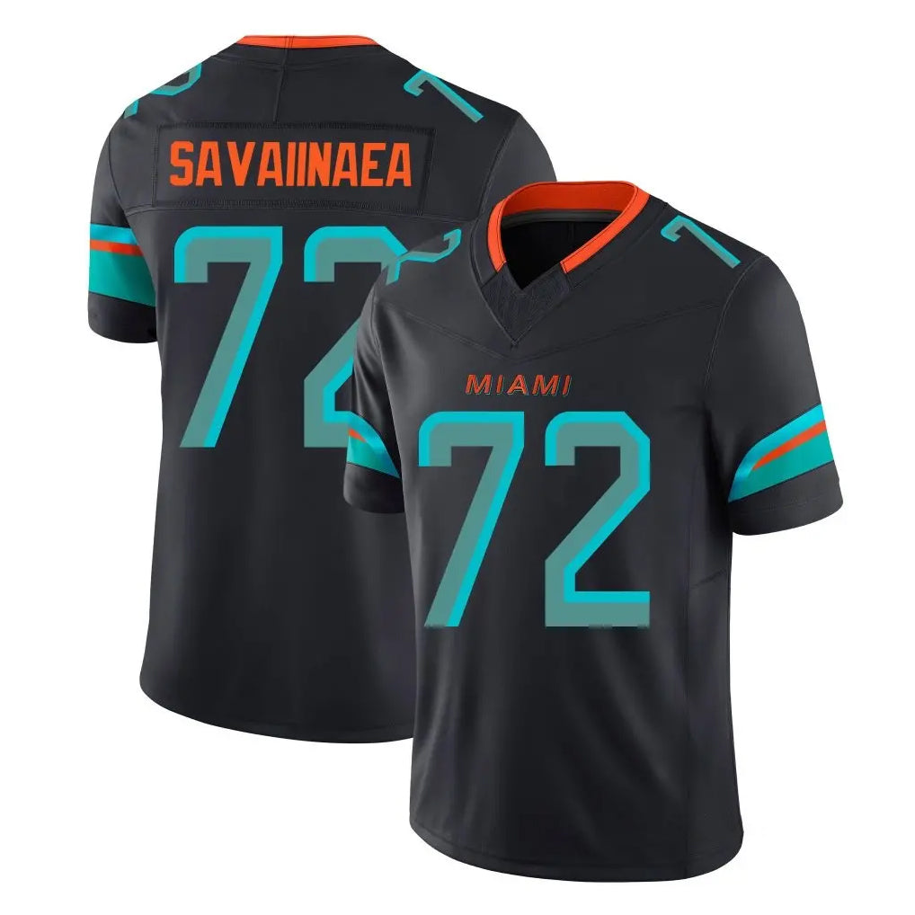 Vanessashop M.Dolphins #72 Jonah Savaiinaea Player Black Limited Pitch Rivalries Collection Home Game Stitched Jerseys