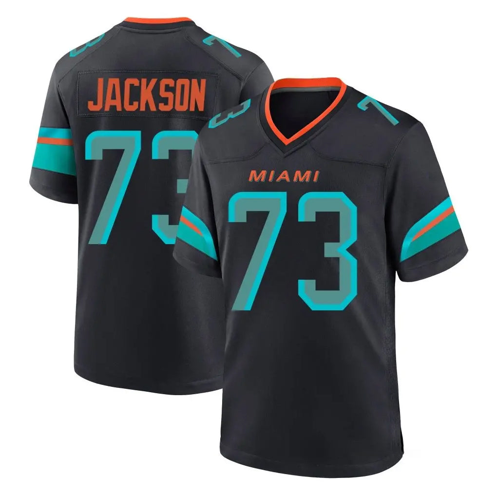 Vanessashop M.Dolphins #73 Austin Jackson Player Black Pitch Rivalries Collection Home Game Stitched Jerseys