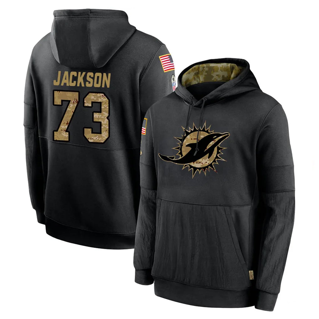Vanessashop M.Dolphins #73 Austin Jackson Player Black Salute to Service Hoodies Limited Game Stitched Jerseys