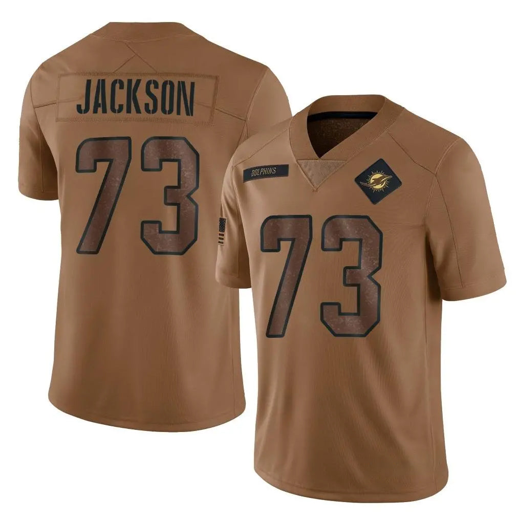 Vanessashop M.Dolphins #73 Austin Jackson Player Brown Salute To Service Limited Stitched Jerseys