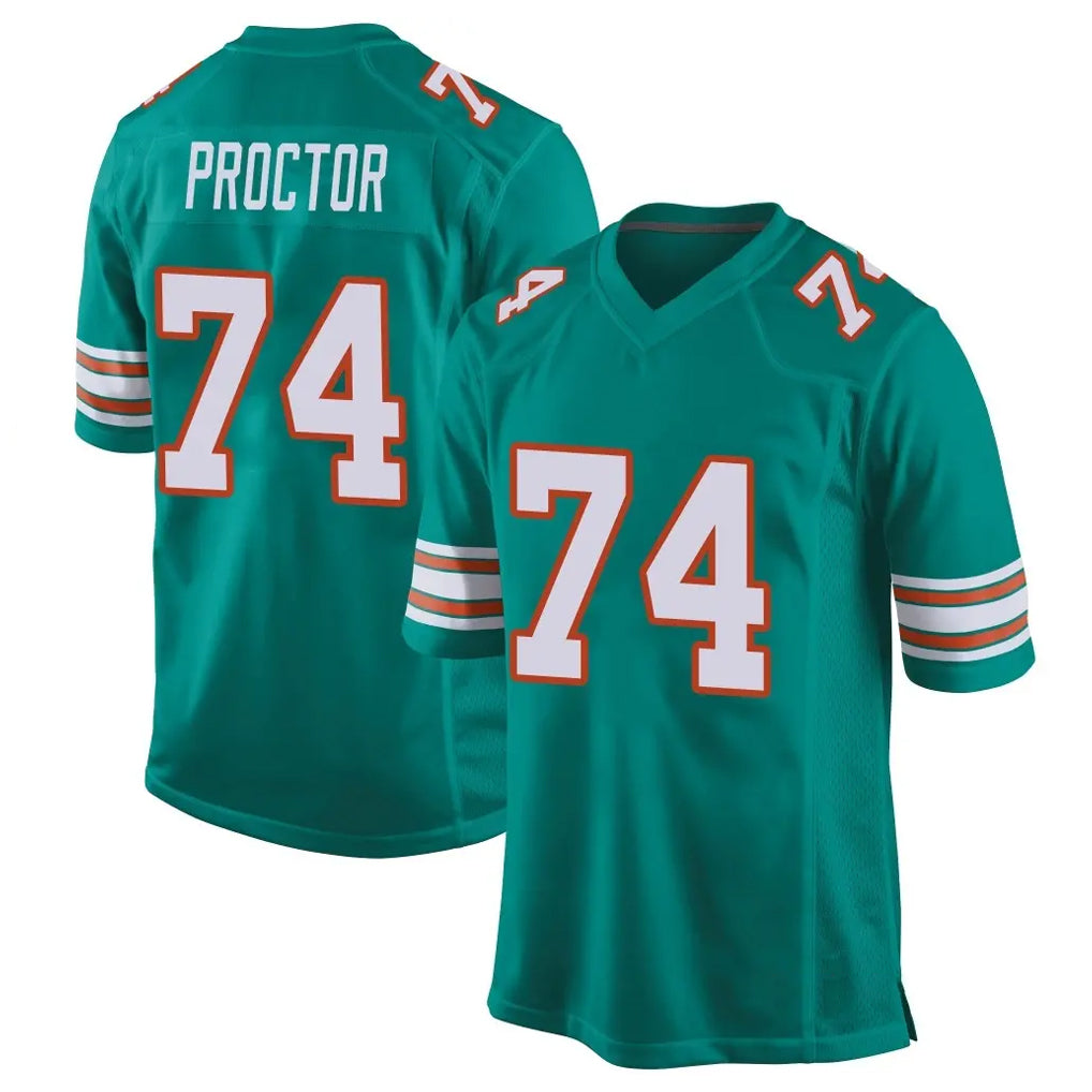 Vanessashop M.Dolphins #74 Kadyn Proctor Player Aqua Alternate Home Game Stitched Jerseys