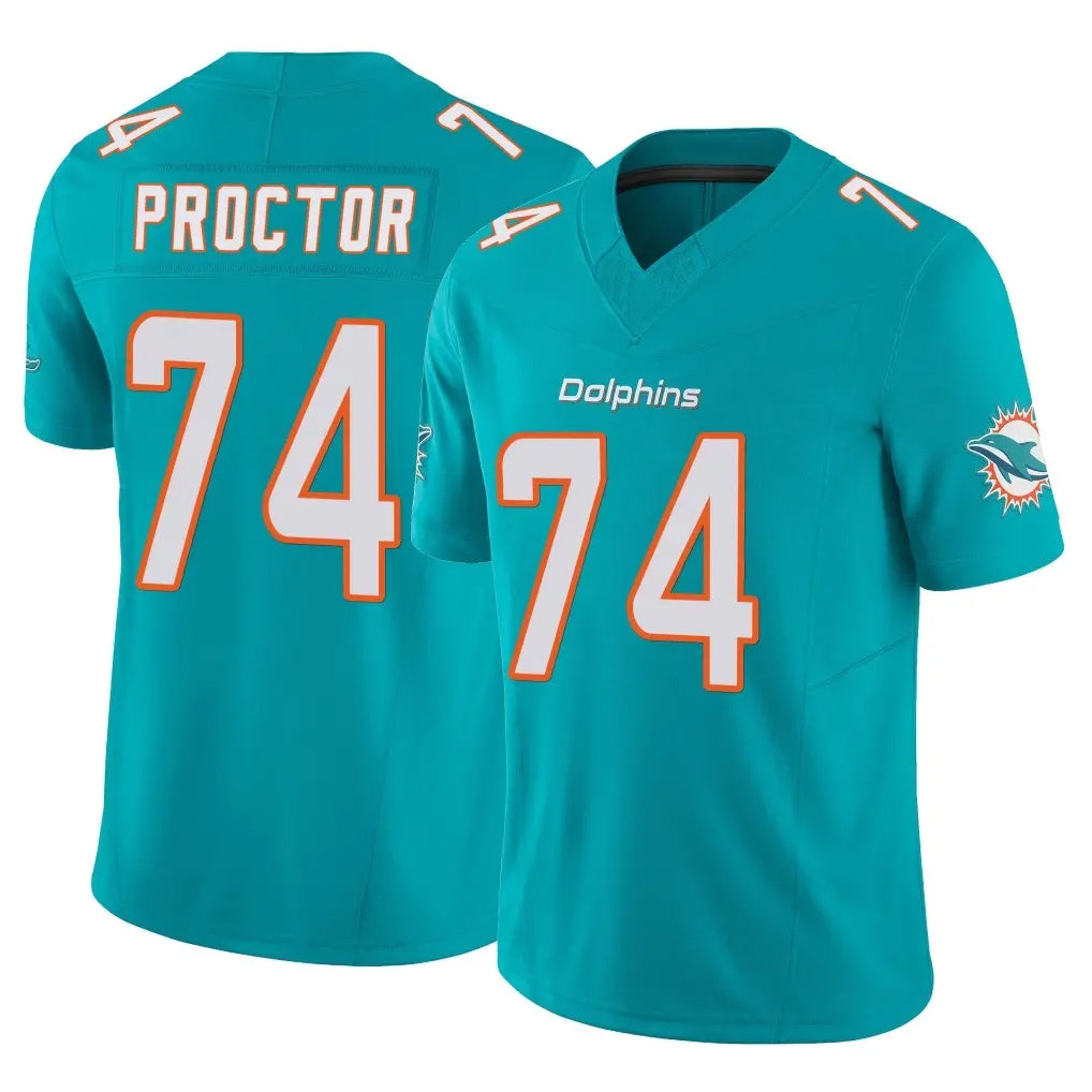 Vanessashop M.Dolphins #74 Kadyn Proctor Player Aqua Limited Vapor F.U.S.E. Home Game Stitched Jerseys