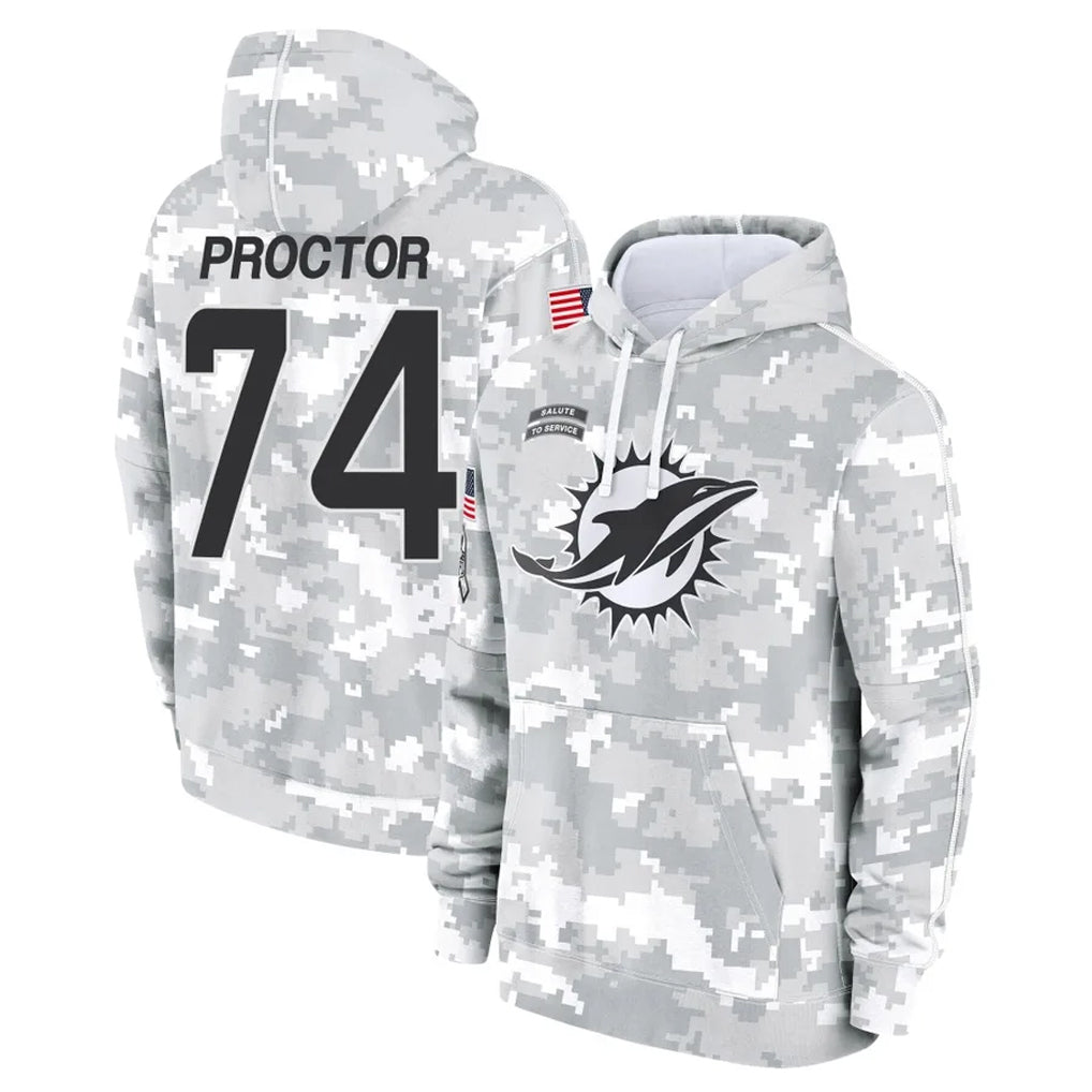 Vanessashop M.Dolphins #74 Kadyn Proctor Player Arctic Camo Salute to Service Hoodies Limited Game Stitched Jerseys