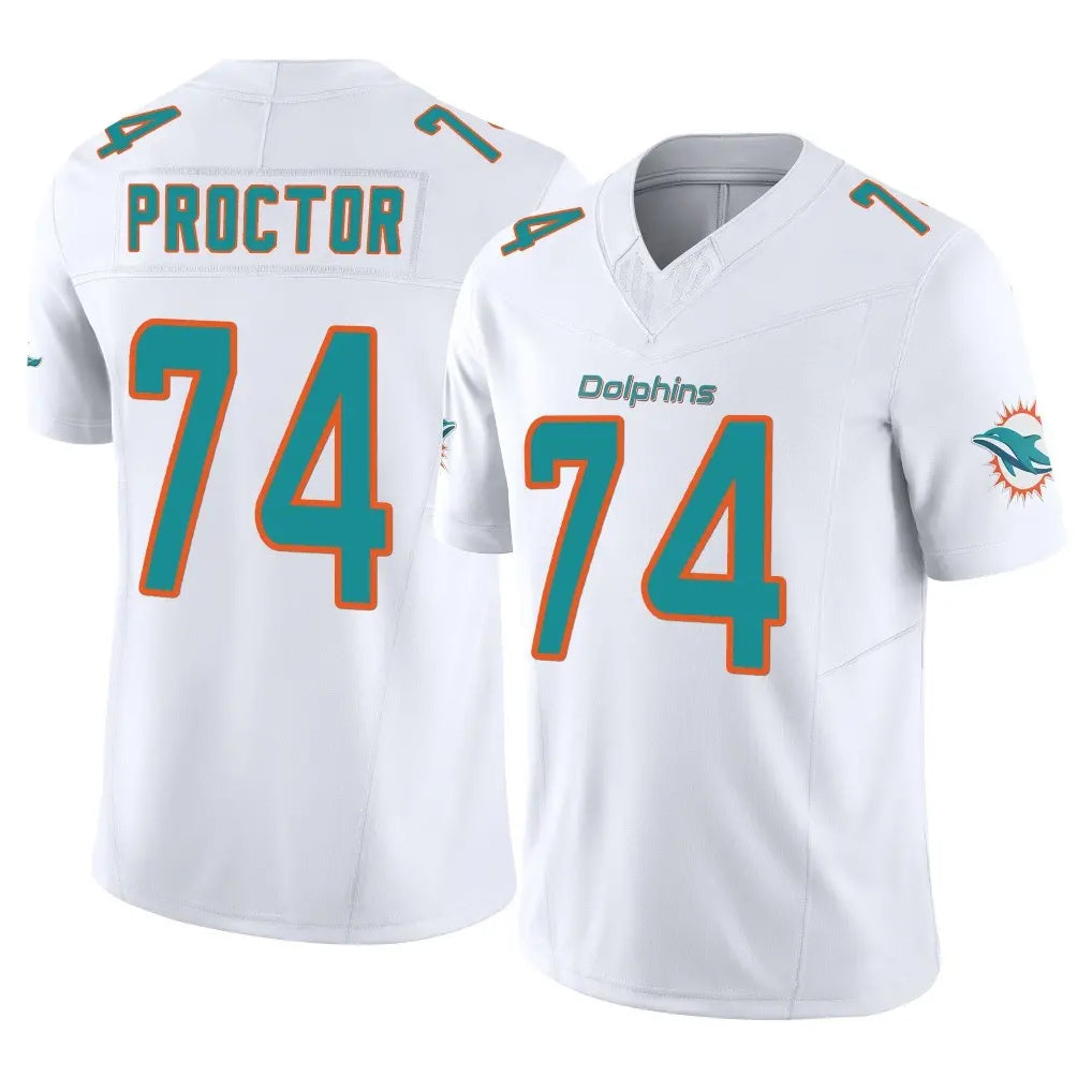 Vanessashop M.Dolphins #74 Kadyn Proctor Player White Limited Vapor F.U.S.E. Home Game Stitched Jerseys