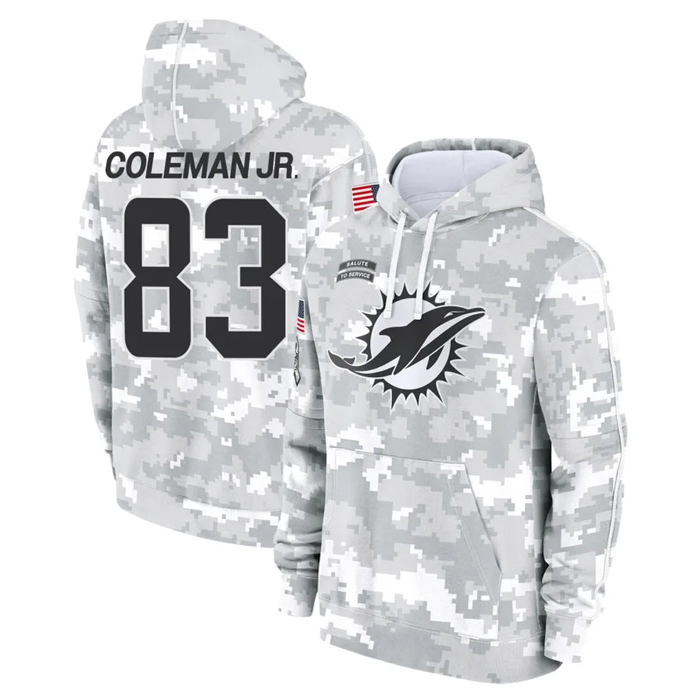 Vanessashop M.Dolphins #83 Kevin Coleman Jr. Player Arctic Camo Salute to Service Hoodies Limited Game Stitched Jerseys
