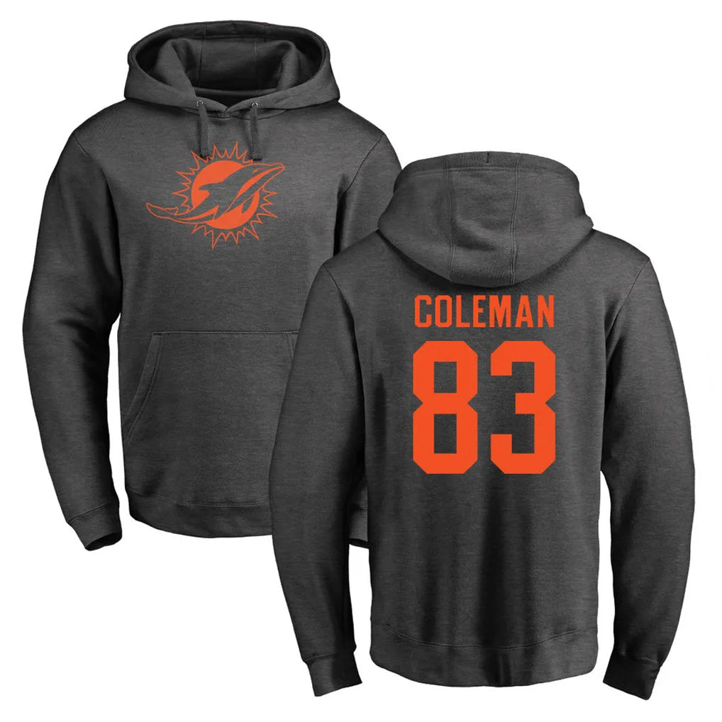 Vanessashop M.Dolphins #83 Kevin Coleman Jr. Player Darkgray Pullover Hoodies Limited Stitched Jerseys
