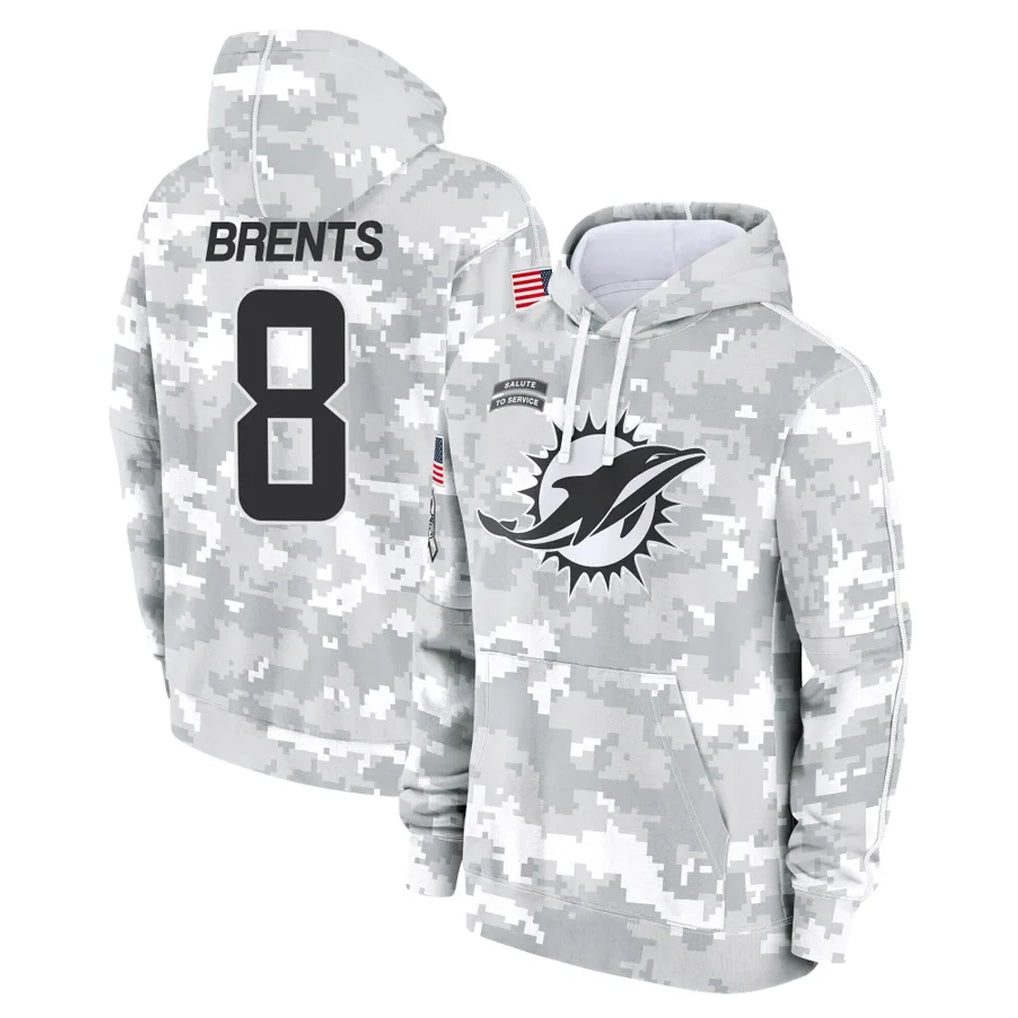 Vanessashop M.Dolphins #8 JuJu Brents Player Arctic Camo Salute to Service Hoodies Limited Game Stitched Jerseys