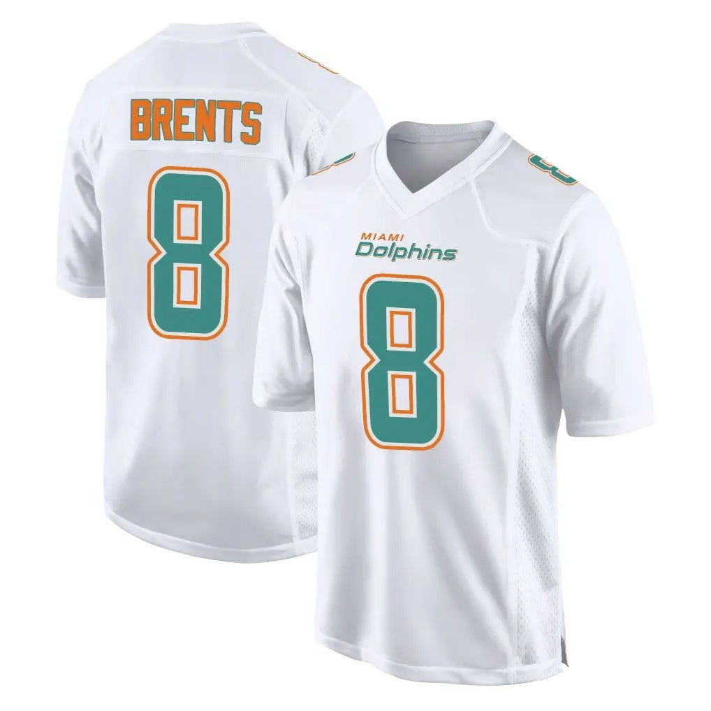 Vanessashop M.Dolphins #8 JuJu Brents Player White Fashion Home Game Stitched Jerseys