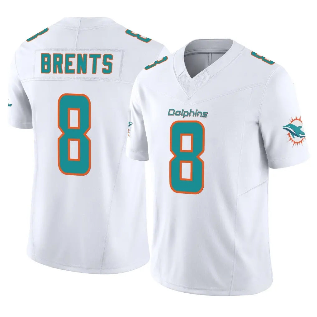 Vanessashop M.Dolphins #8 JuJu Brents Player White Limited Home Game Stitched Jerseys