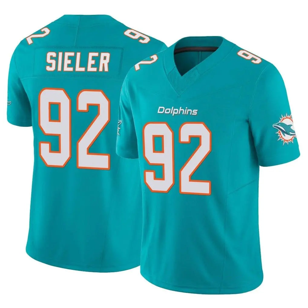 Vanessashop M.Dolphins #92 Zach Sieler Player Aqua Limited Vapor F.U.S.E. Home Game Stitched Jerseys