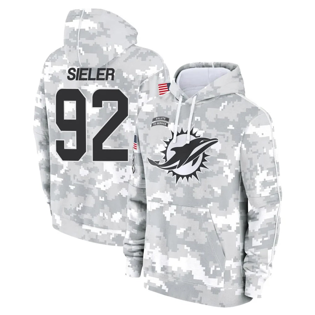 Vanessashop M.Dolphins #92 Zach Sieler Player Arctic Camo Salute to Service Hoodies Limited Game Stitched Jerseys