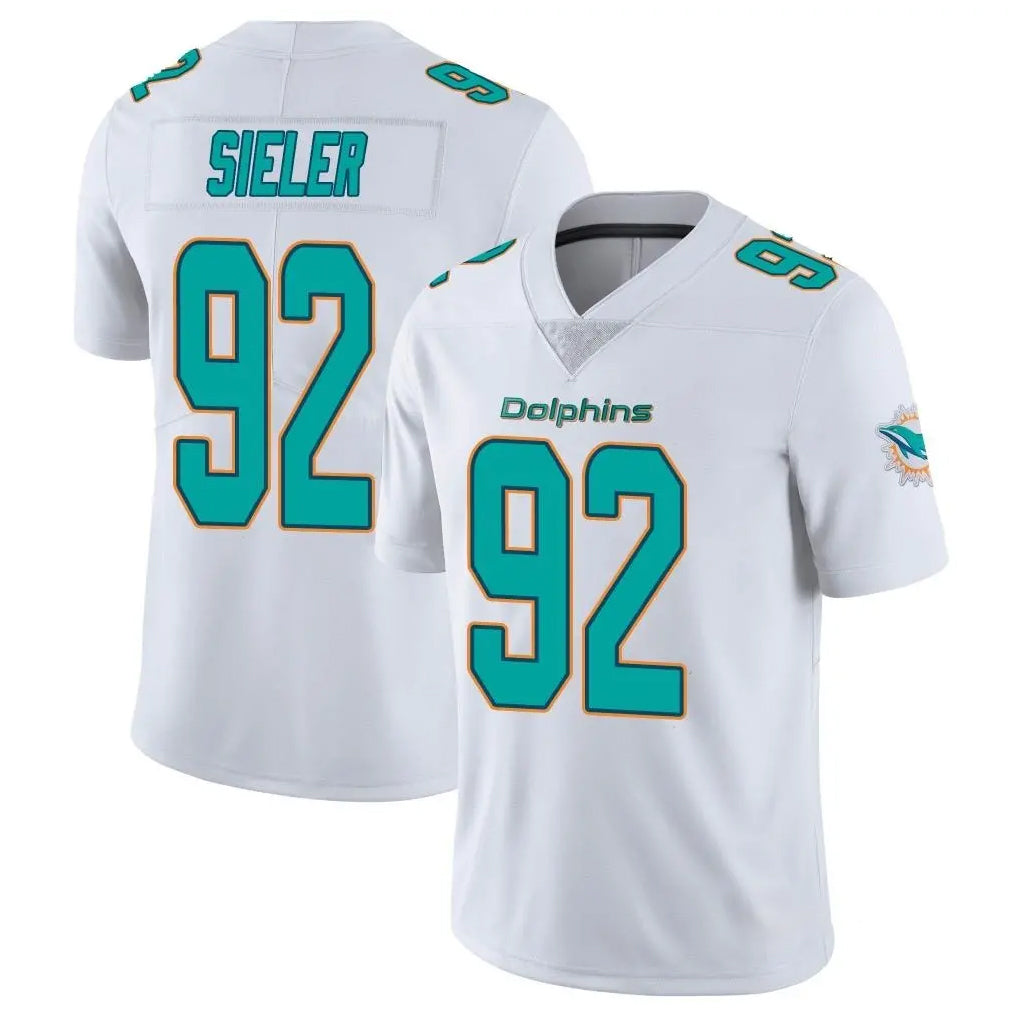 Vanessashop M.Dolphins #92 Zach Sieler Player White Limited Vapor Untouchable Home Game Stitched Jerseys