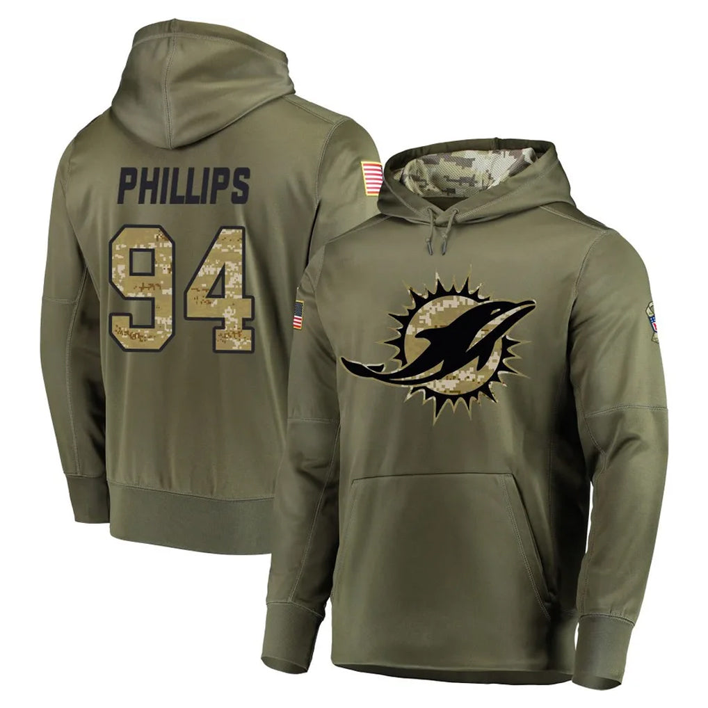 Vanessashop M.Dolphins #94 Jordan Phillips Player Olive Salute To Service Limited Stitched Jerseys