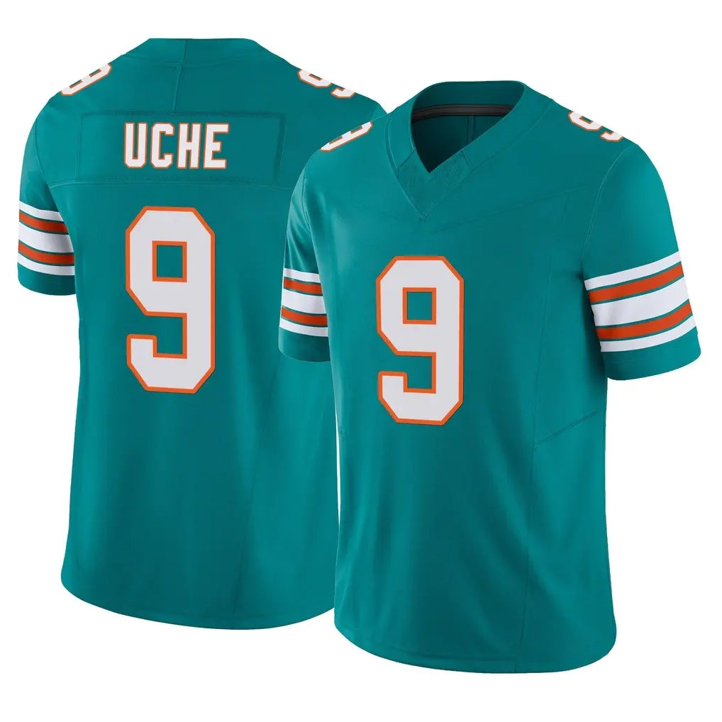 Vanessashop M.Dolphins #9 Joshua Uche Player Aqua Limited Alternate Vapor F.U.S.E. Home Game Stitched Jerseys