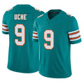 Vanessashop M.Dolphins #9 Joshua Uche Player Aqua Limited Alternate Vapor F.U.S.E. Home Game Stitched Jerseys