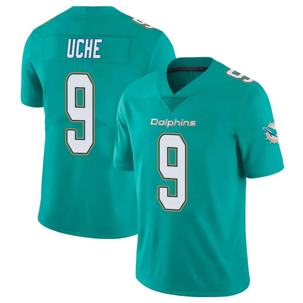 Vanessashop M.Dolphins #9 Joshua Uche Player Aqua Limited Vapor Untouchable Home Game Stitched Jerseys