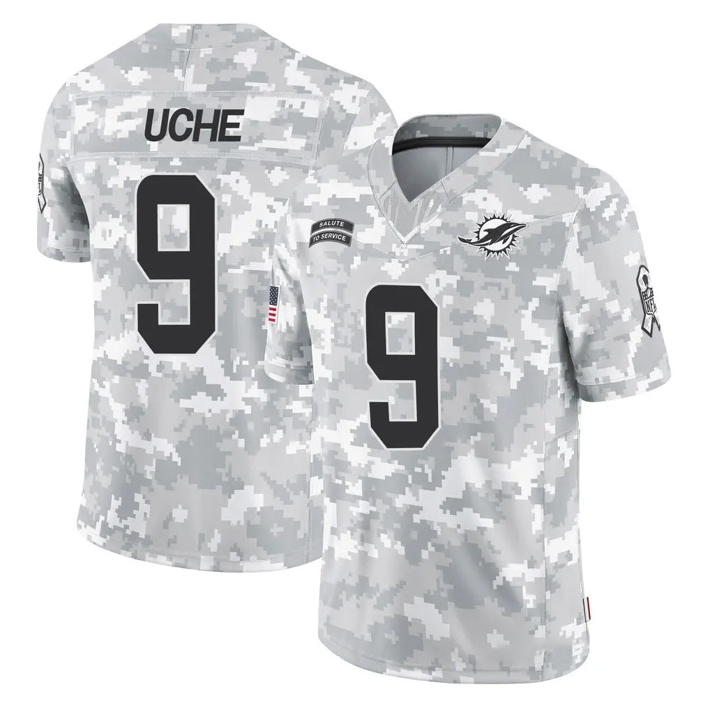 Vanessashop M.Dolphins #9 Joshua Uche Player Arctic Camo Salute To Service Limited Game Stitched Jerseys