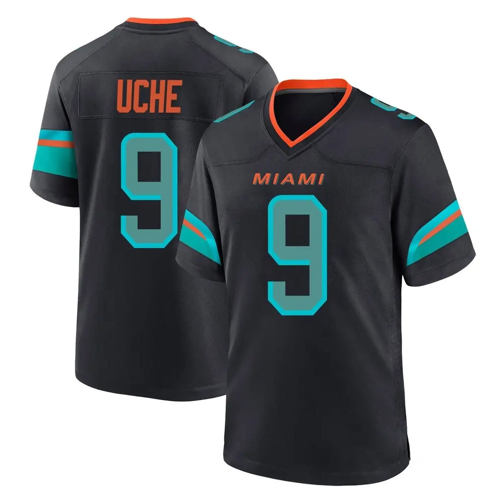 Vanessashop M.Dolphins #9 Joshua Uche Player Black Pitch Rivalries Collection Home Game Stitched Jerseys