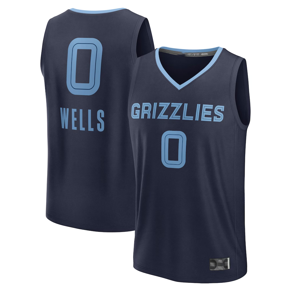 Vanessashop M.Grizzlies #0 Jaylen Wells Navy Fast Break Replica Player Stitched Jerseys- Icon Edition