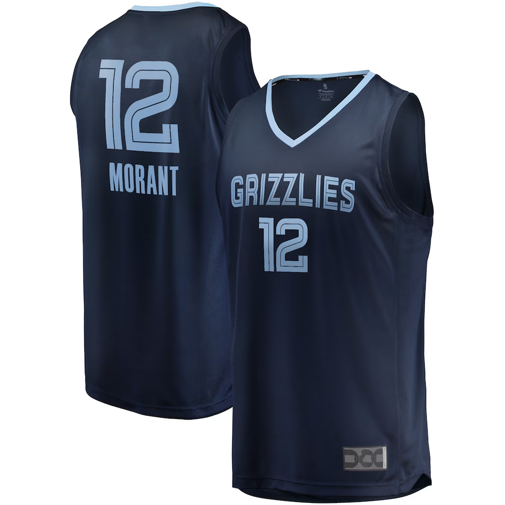 Vanessashop M.Grizzlies #12 Ja Morant Navy Fast Break Replica Stitched Jerseys- Icon Edition