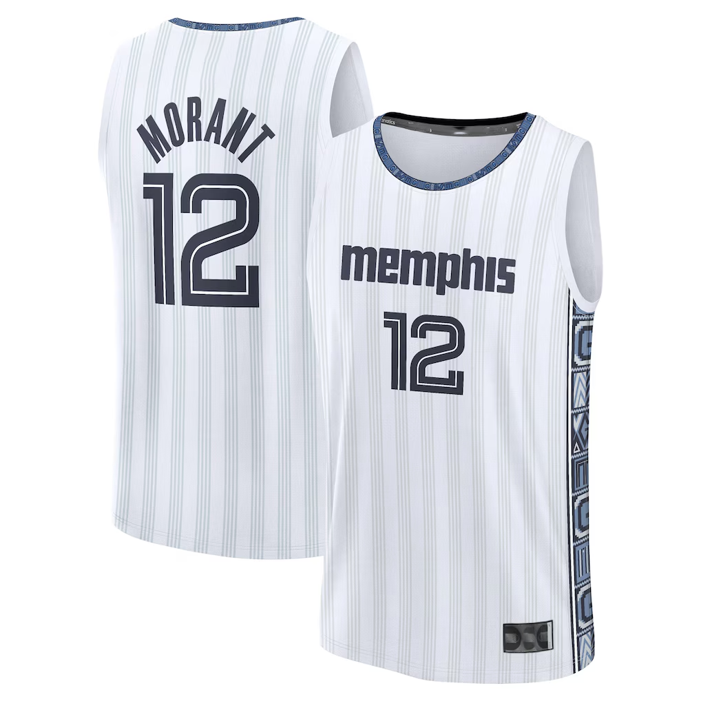 Vanessashop M.Grizzlies #12 Ja Morant White 202526 City Edition Fast Break Stitched Jerseys
