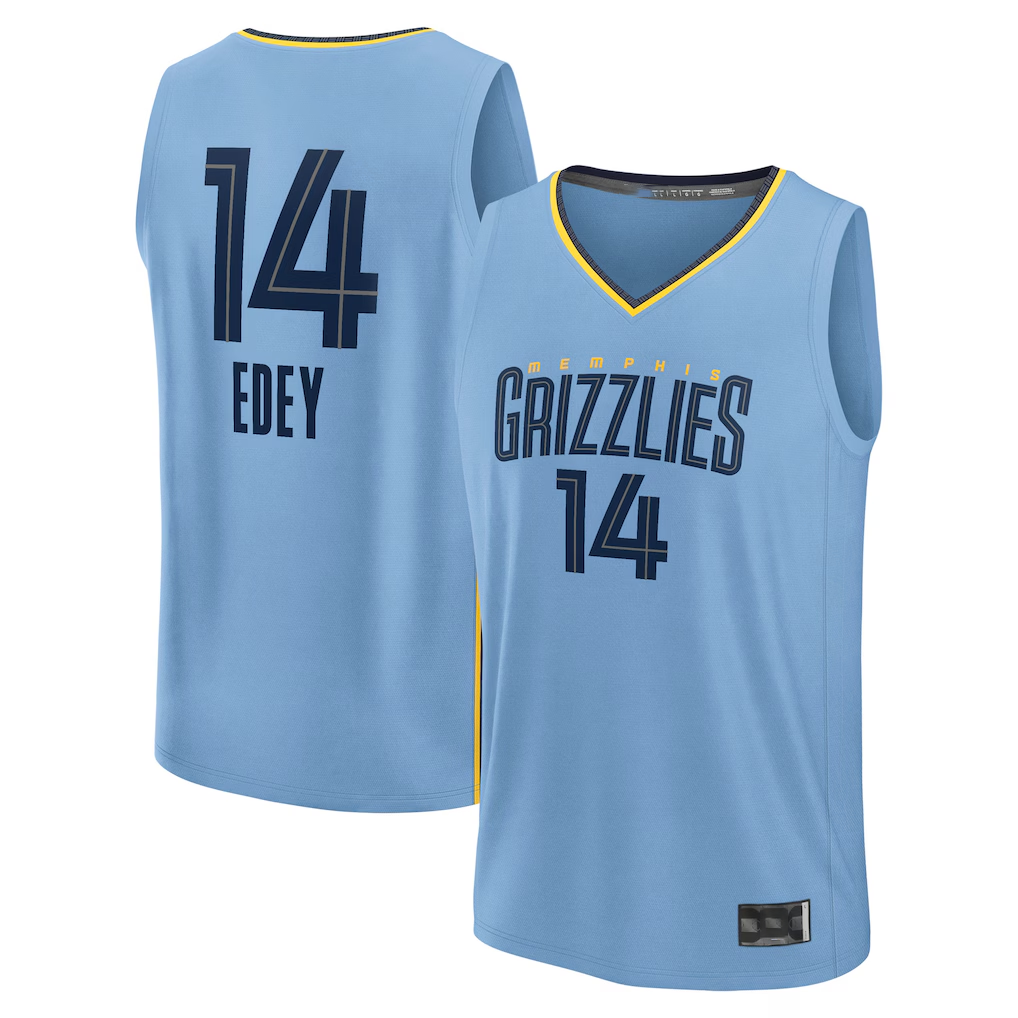 Vanessashop M.Grizzlies #14 Zach Edey Light Blue Fast Break Replica Player Stitched Jerseys- Statement Edition