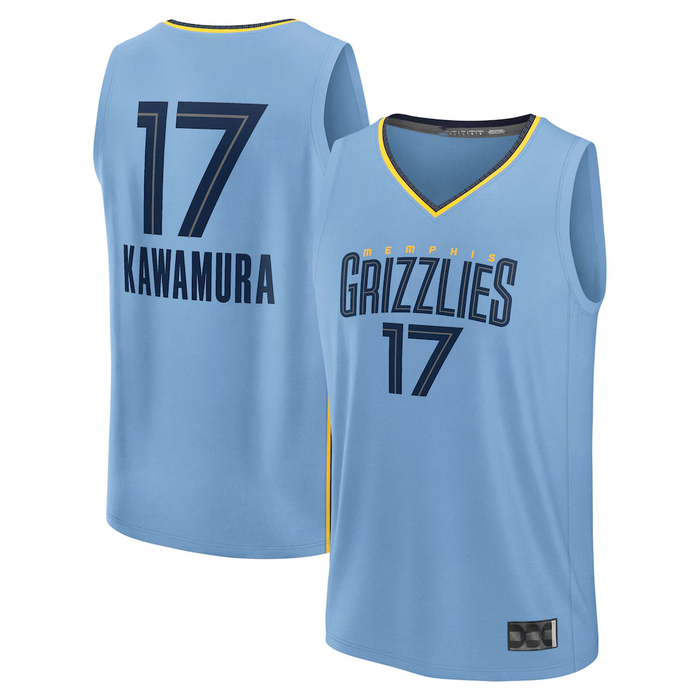 Vanessashop M.Grizzlies #17 Yuki Kawamura Light Blue Fast Break Replica Player Stitched Jerseys- Statement Edition