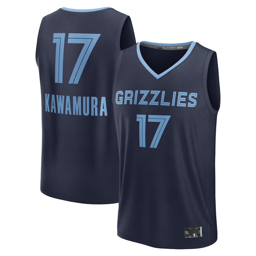 Vanessashop M.Grizzlies #17 Yuki Kawamura Navy Fast Break Replica Player Stitched Jerseys- Icon Edition