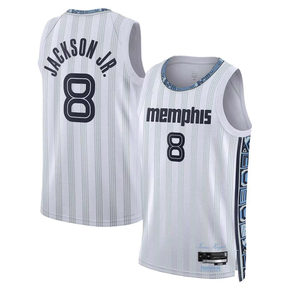 Vanessashop M.Grizzlies #8 Jaren Jackson Jr. White 202526 Swingman Stitched Jerseys- City Edition