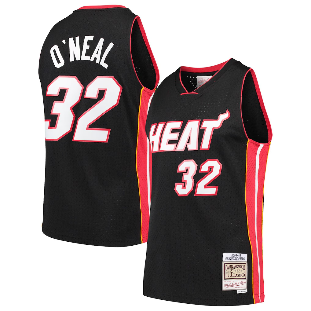 Vanessashop M.Heat #32 Shaquille O'Neal Mitchell & Ness Black Hardwood Classics Swingman Jerseys