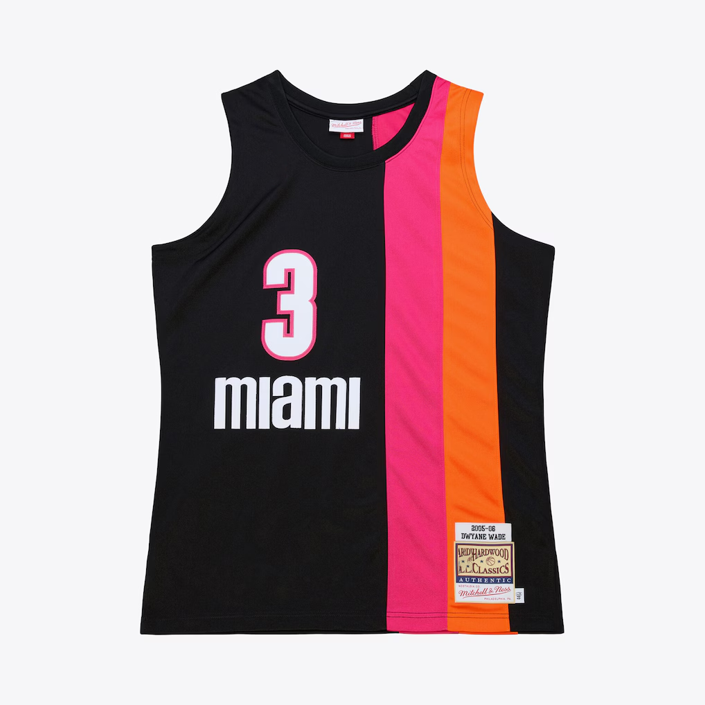 Vanessashop M.Heat #3 Dwyane Wade Mitchell & Ness Black 2005-06 Hardwood Classics Authentic Jerseys
