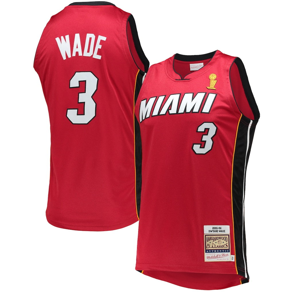 Vanessashop M.Heat #3 Dwyane Wade Mitchell & Ness Red 2005-06 Hardwood Classics Authentic Jerseys