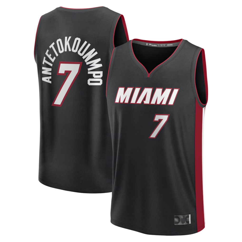 Vanessashop M.Heat #7 Giannis Antetokounmpo  Black Fast Break Jerseys - Icon Edition