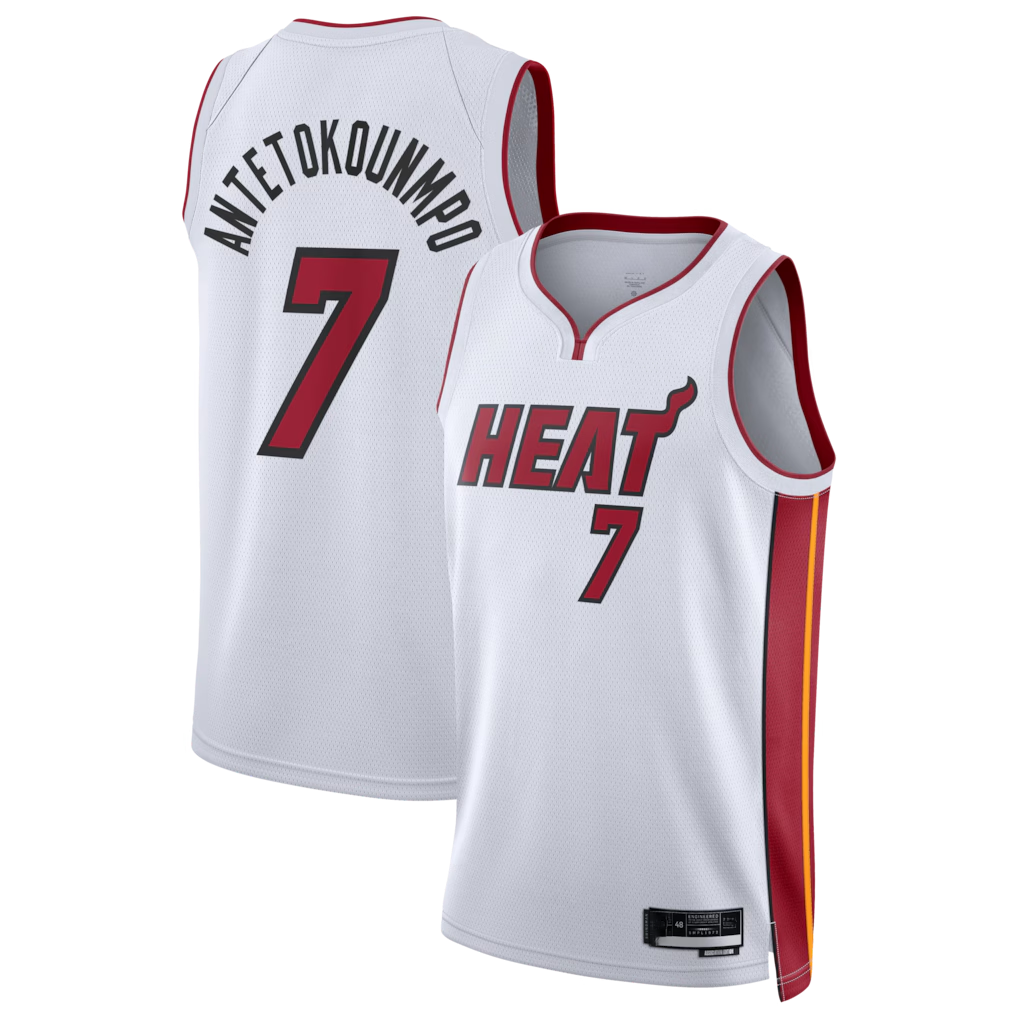 Vanessashop M.Heat #7 Giannis Antetokounmpo White Swingman Jerseys - Association Edition