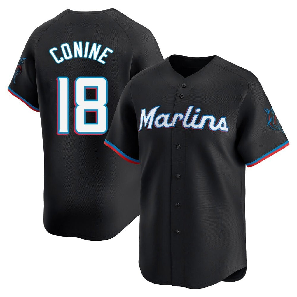 Vanessashop M.Marlins #18 Griffin Conine Player Black Home Limited Stitched Jerseys