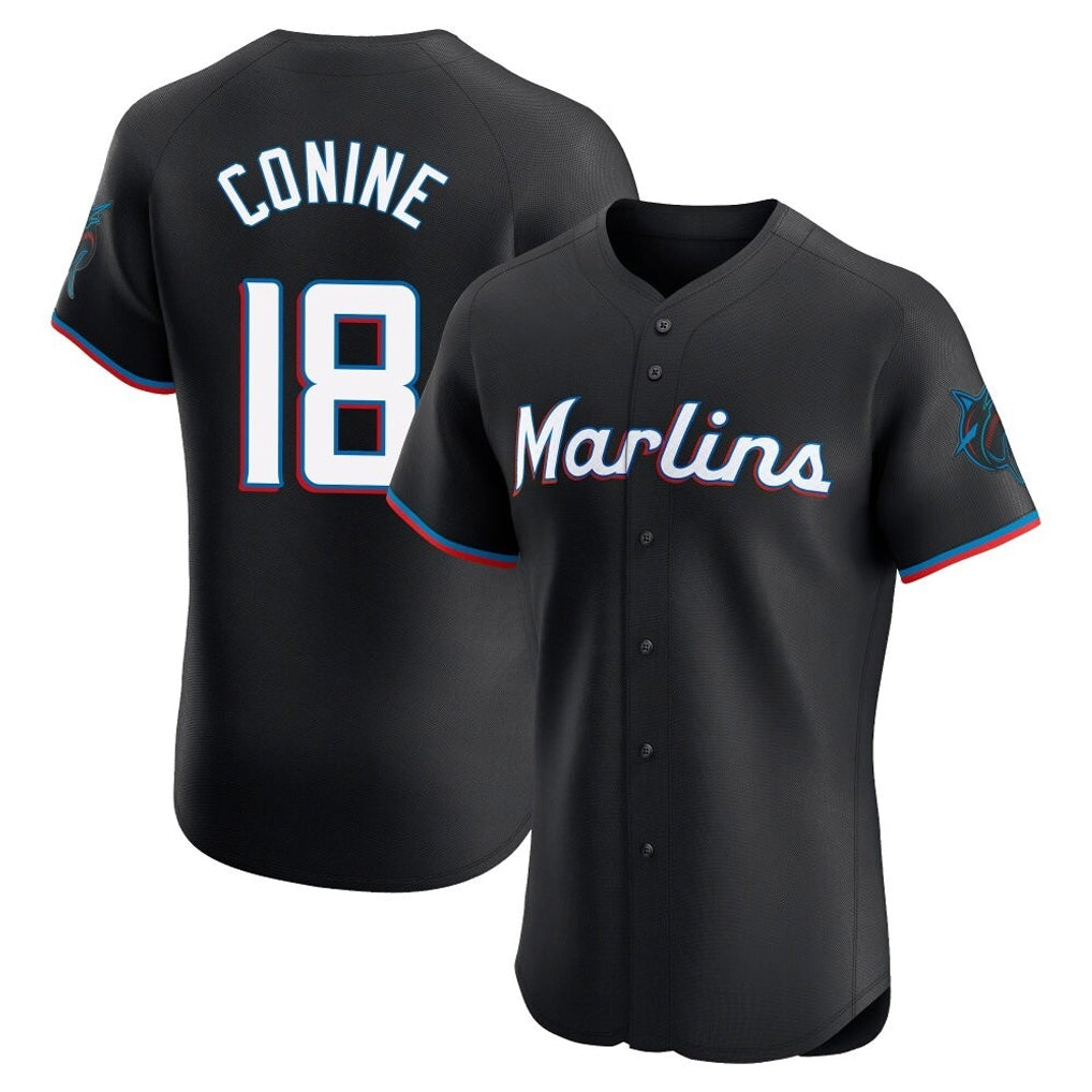 Vanessashop M.Marlins #18 Griffin Conine Player Black Vapor Home Limited Elite Stitched Jerseys
