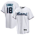 Vanessashop M.Marlins #18 Griffin Conine Player White Home Game Stitched Jerseys